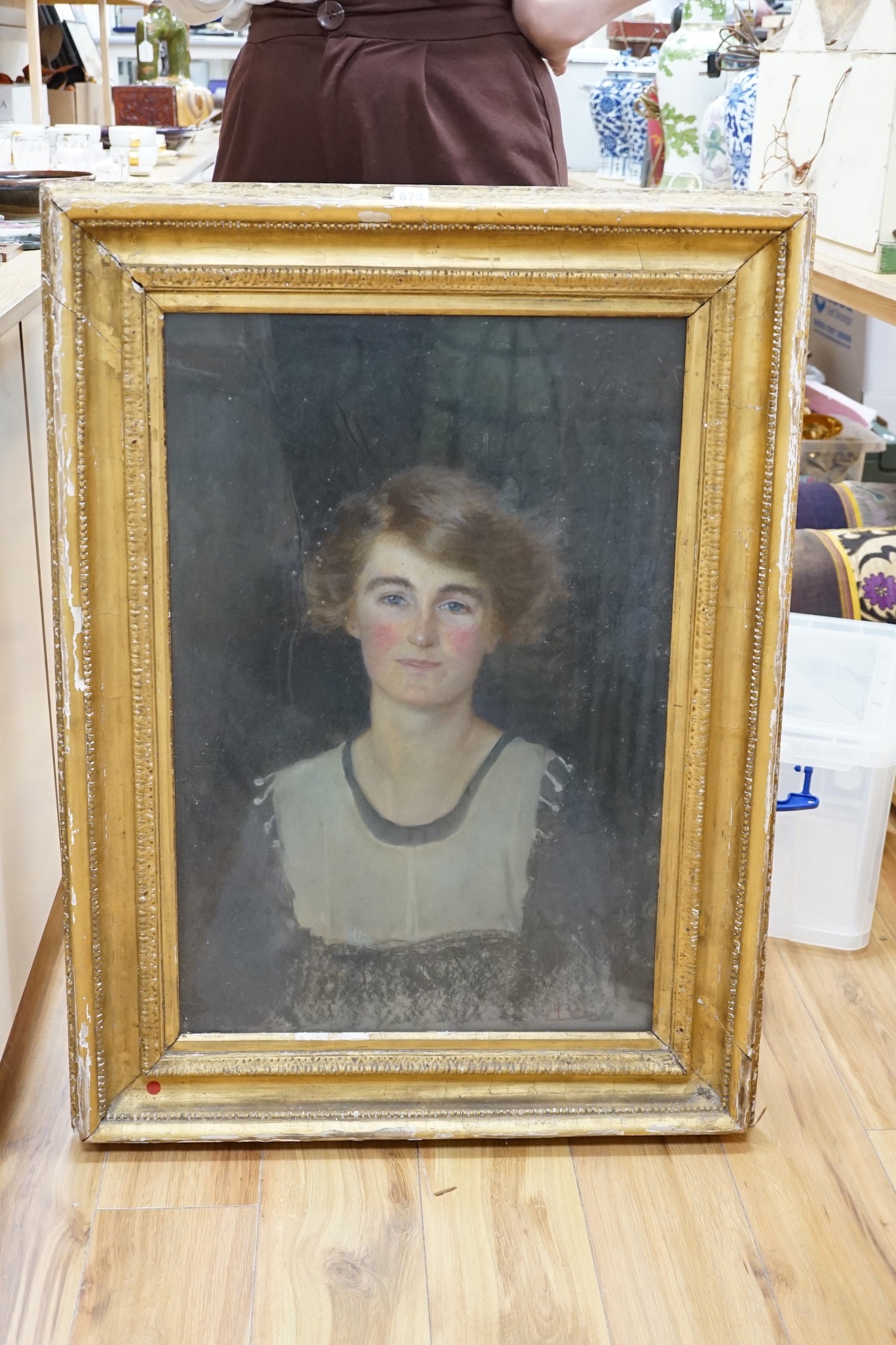 1920's English School, pastel, Portrait of a lady, dated 1922, 72 x 49cm